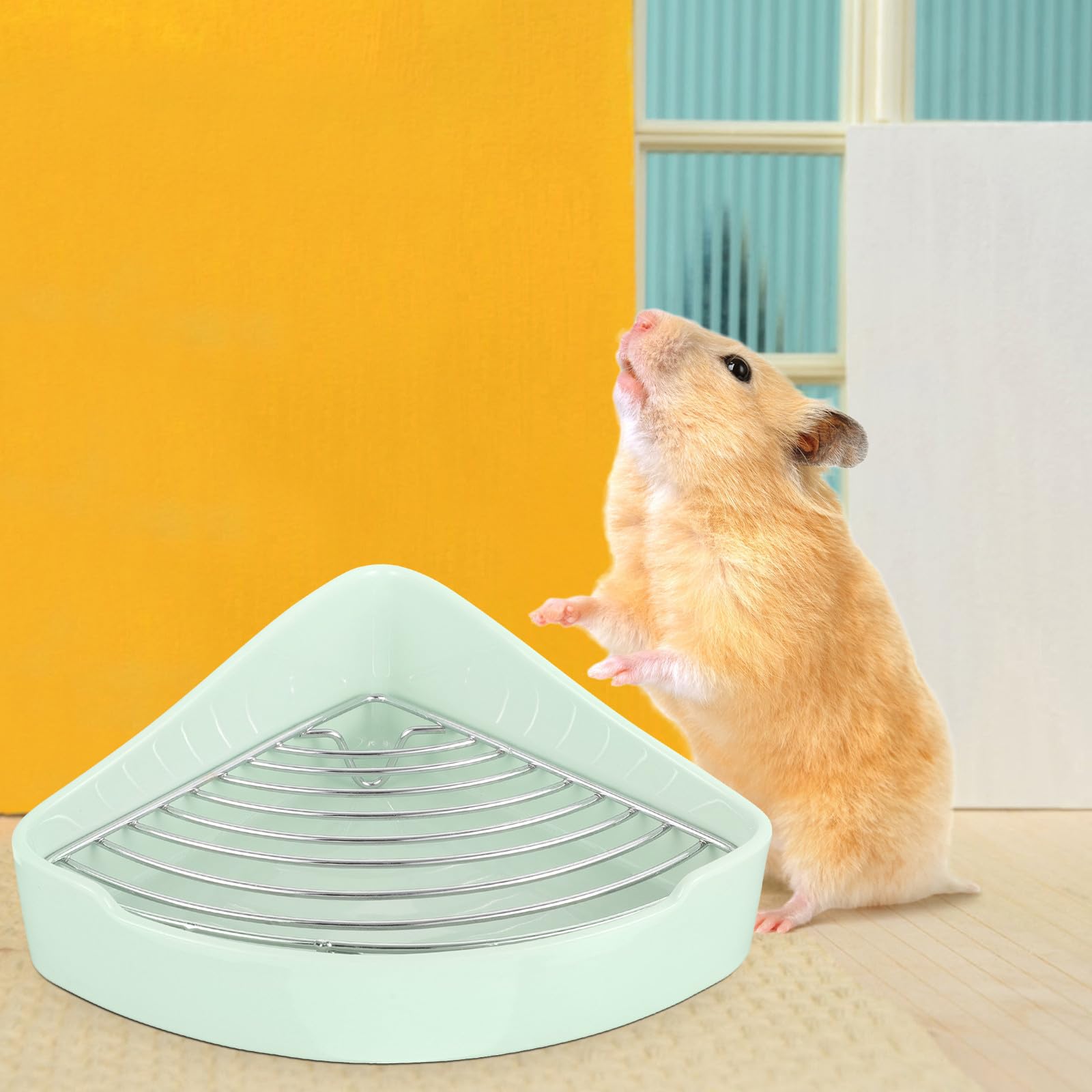TOYANDONA Toilette Triangolare Resistente alle Macchie in Ceramica Smalto Interno ed Esterno per Piccoli Animali Come Porcellini D'india e Conigli per Uso Domestico