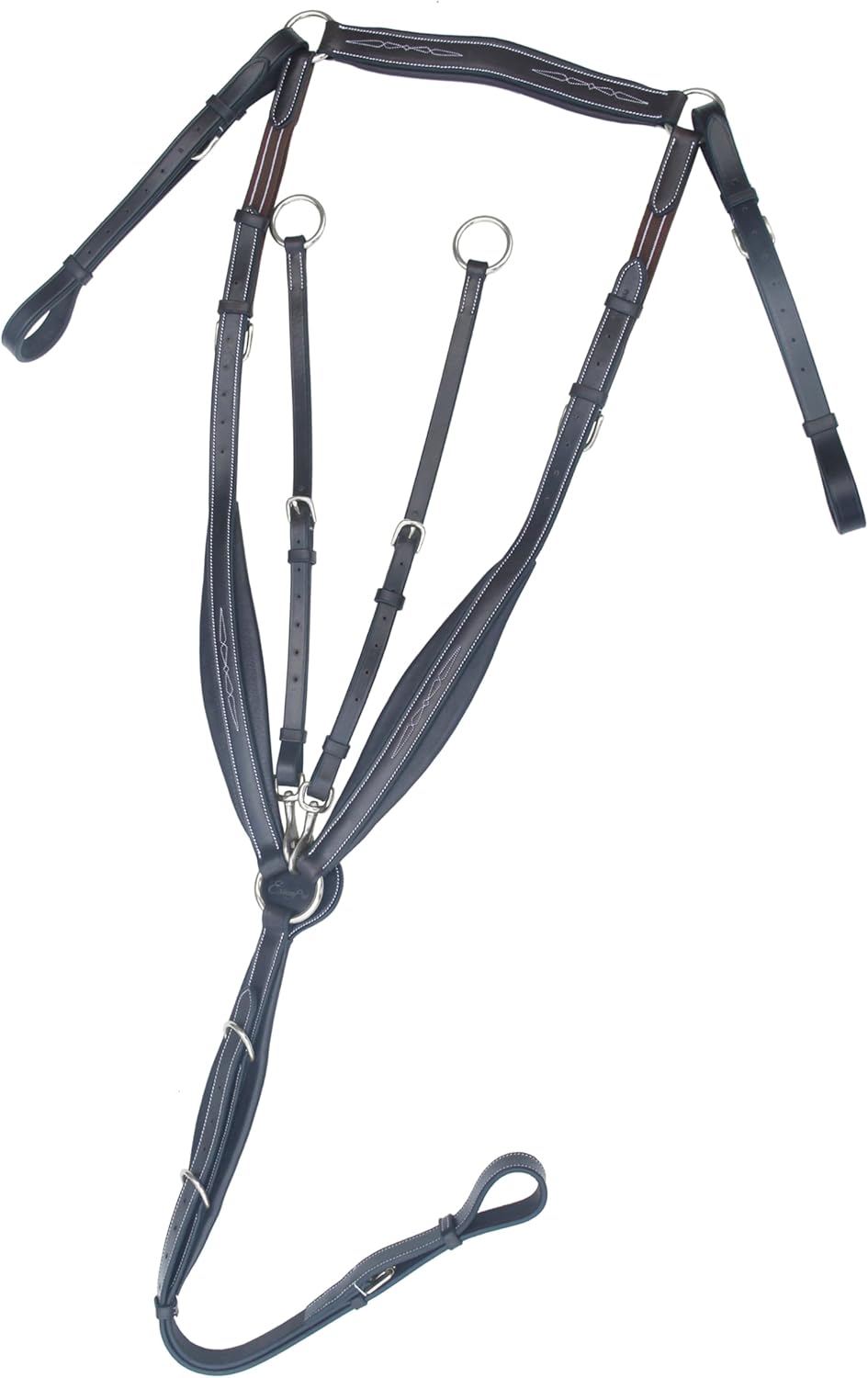 Exion Designer Horse Breastplate/English Breast Collar for Horse | Anatomical Petal-Shape Padding | Adjustable Wither Strap & Soft Calfskin Lining | Running Martingale with Snaps