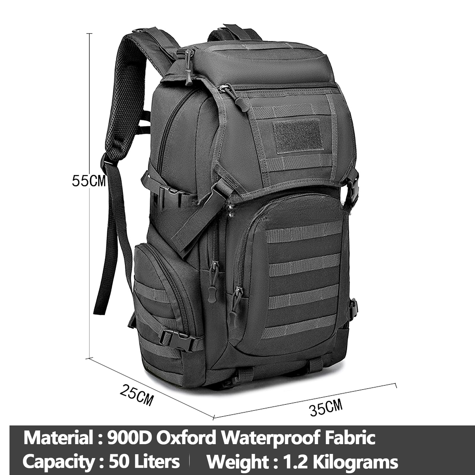 RAPIDSKY Mochila táctica militar de 35 L, mochila impermeable para senderismo, mochila militar grande de 3 días, bolsa de asalto Molle, mochila de lona
