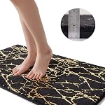 QJHOMO Marble Rug salle de bain noir et or Décor Rugs salle de bains non glissante tapis de bain Super absorbant en microfibre en peluche machine de bain lavable tapis de sol pour baignoire, douche, chambre (20x32 de pouce)
