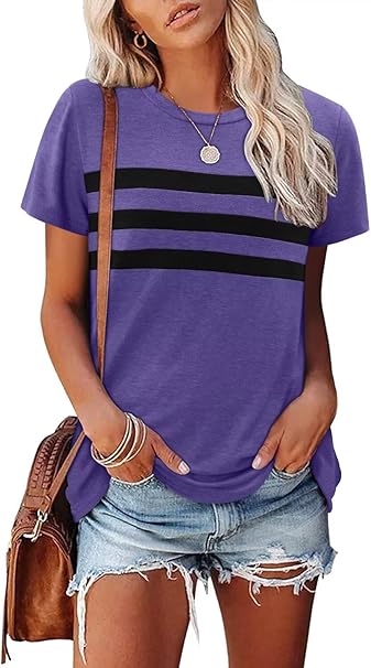 KISSMODA Summer Short Sleeve T Shirt Loose Fit Casual Dressy Women Top 2025 Trendy Ladies Fashion Blouses(S-3XL)