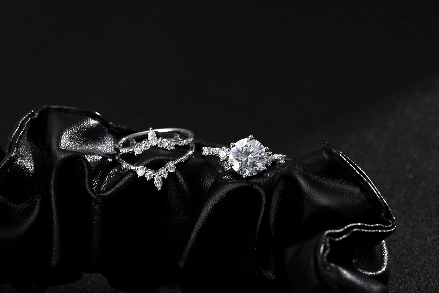 Moissanite Wedding Rings Bridal Set 2.68cttw(2CT Center Stone) D Color VVS1 Clarity Round Brilliant Cut Moissanite S925 Sterling Silver Engagement Rings for Women with Certificate - Image 3