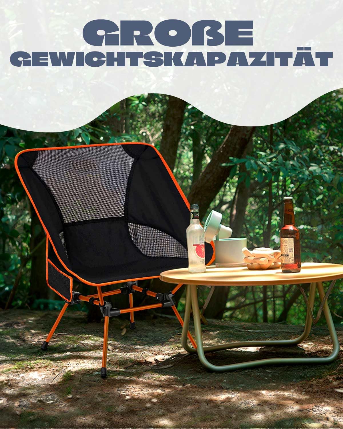 Trongle Campingstuhl Faltbar, Ultraleicht Klappstuhl mit Atmungsaktives Mesh, Quadratischer Aluminiumrahmen, Tragfähigkeit 150kg, Tragbare Campingstühle für Wanderungen, Picknicks, Angeln