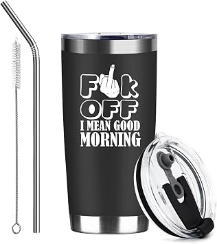 20oz I Mean Good Morning Middle Finger Stainless Steel Tumbler with Lid