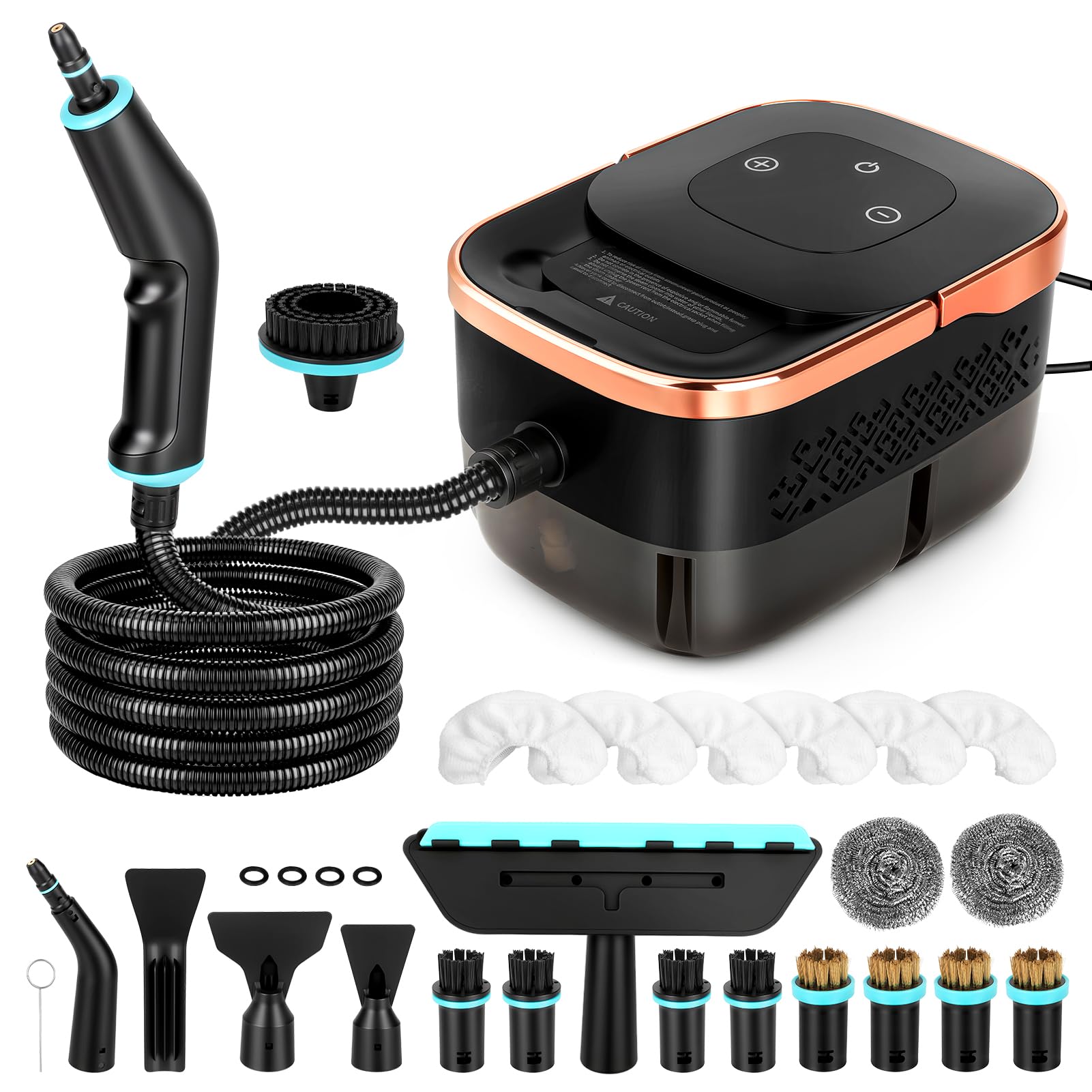 2500W Handdampfreiniger mit 4 Bar Druck – 15 Sek. Aufheizzeit, 105°C Dampftemperatur, 1250ml Wassertank, 6-stufig regelbar, inkl. 23 Aufsätzen für Küche, Bad, Auto & Fliesen