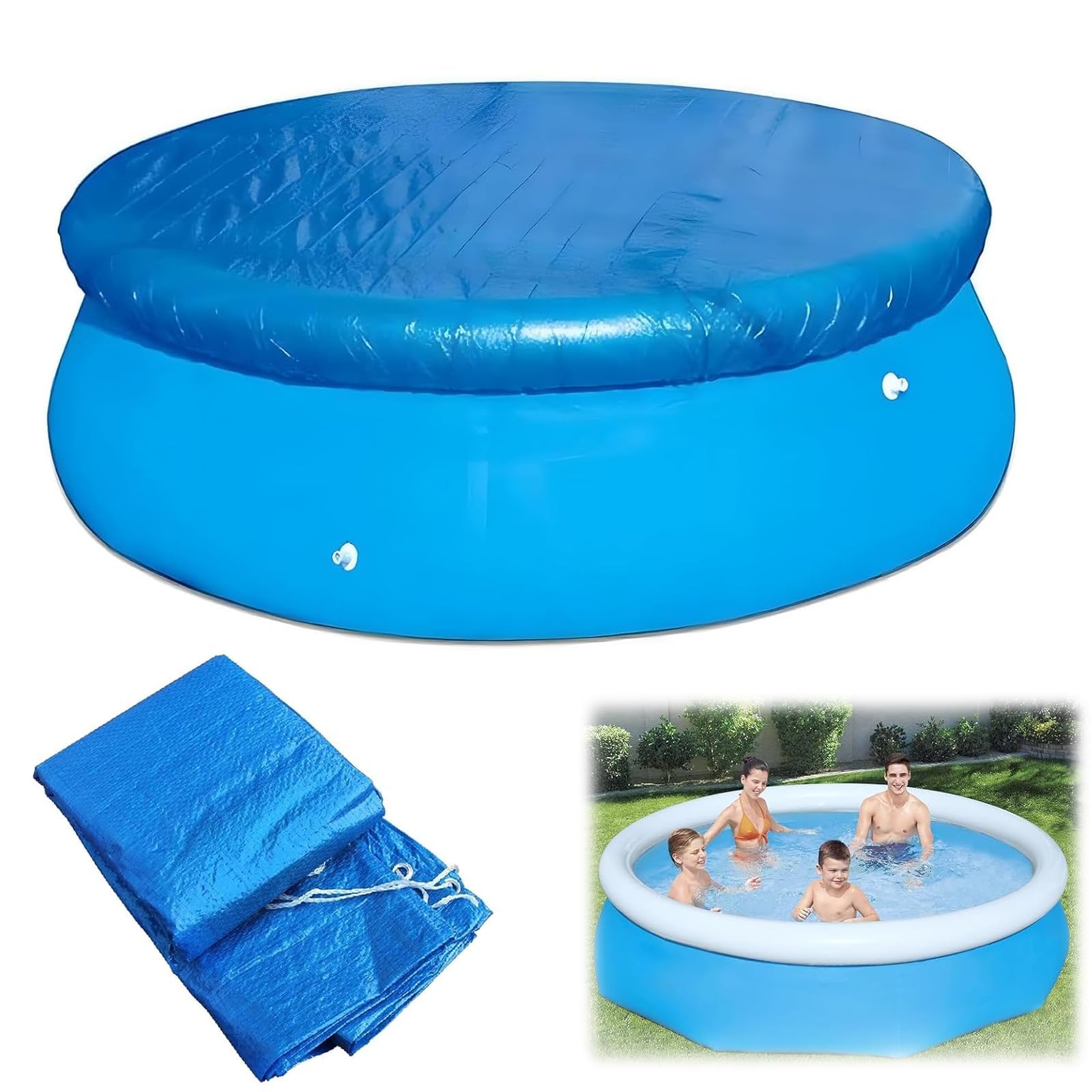 Oiieco 6ft Round Pool Cover: Swimming Pool Cover PE Drawstring – Above Ground Pool Protector, Weather-Resistant 6ft Pool Cover for Inflatable & Metal Frame Pools