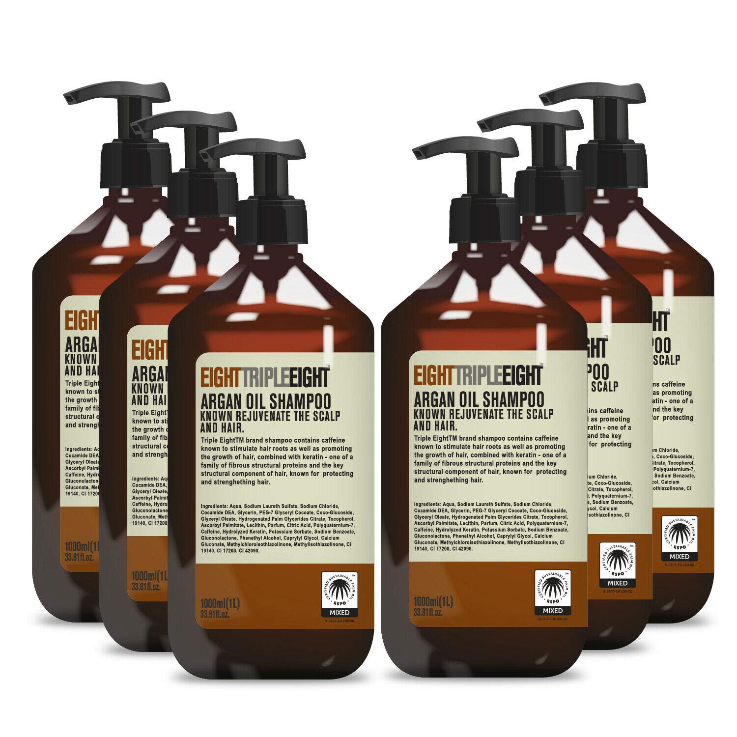 6x Eight Triple Eight Argan Oil Shampoo 1L