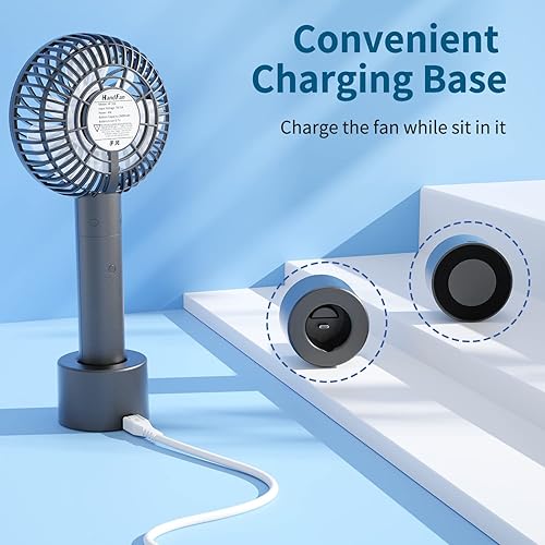Miniatura 4 de HandFan Ventilador de escritorio portátil de 7 pulgadas, ventilador de escritorio personal recargable de 5200 mAh con temporizadorluz LED,