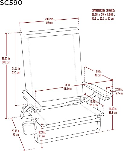 Miniatura 3 de Tommy Bahama 5-Position Classic Lay Flat Folding Beach Chair