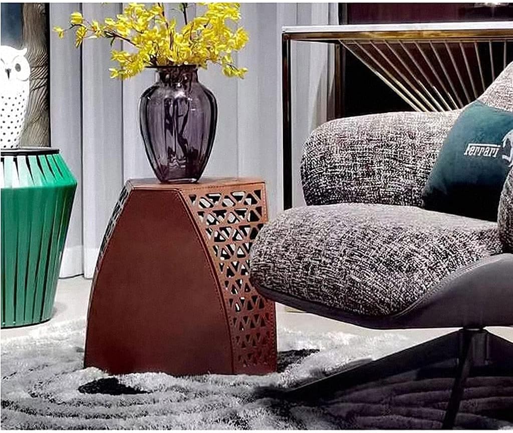 Minimalist Fashion Creative Saddle Leather Sofa Household Low Stool, Shoe-Changing Stool, Side Dressing Stool Small Stool for Living Room Bedroomcasual/K Green