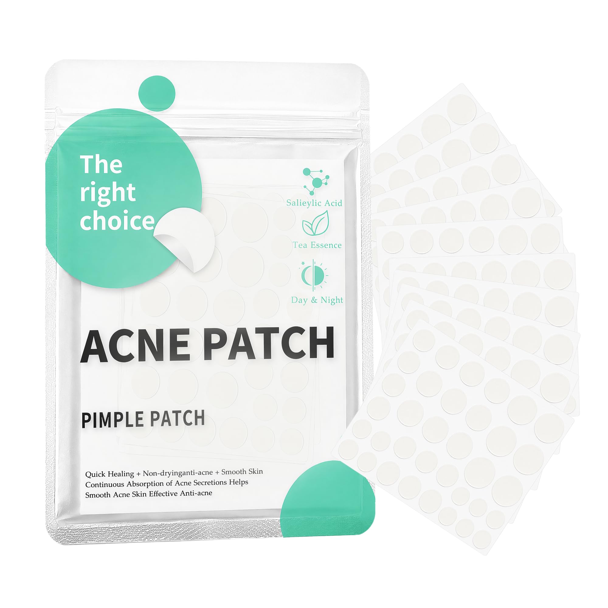 KORVORIA 350 Pezzi Patch Brufoli, Pimple Patch Giorno e Notte, Hydrocolloid | Naturale, con Olio di Tè e Acido Salicilico, Cerotti Brufoli Invisibili, 5 misure (9/10/11/12/15 mm)