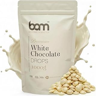 BAM Pépites de Chocolat Blanc – Chocolat Pâtissier pour Desserts, Ganaches, Crèmes et Fruits – Chocolat de Couverture de Qualité – 1kg