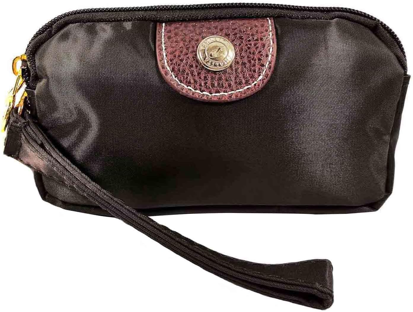 BDJ Solid Color Wristlet Handbag Purse Wallet Smartphone Pouch Mini Clutch, Dark Brown