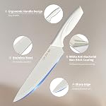 Kitchen Knife Set with Block and Sharpener, 15 Pieces German Stainless Steel Knife Block Set for Chopping, Professional Chef Knife, Lightweight, Black Anti-Slip Handle