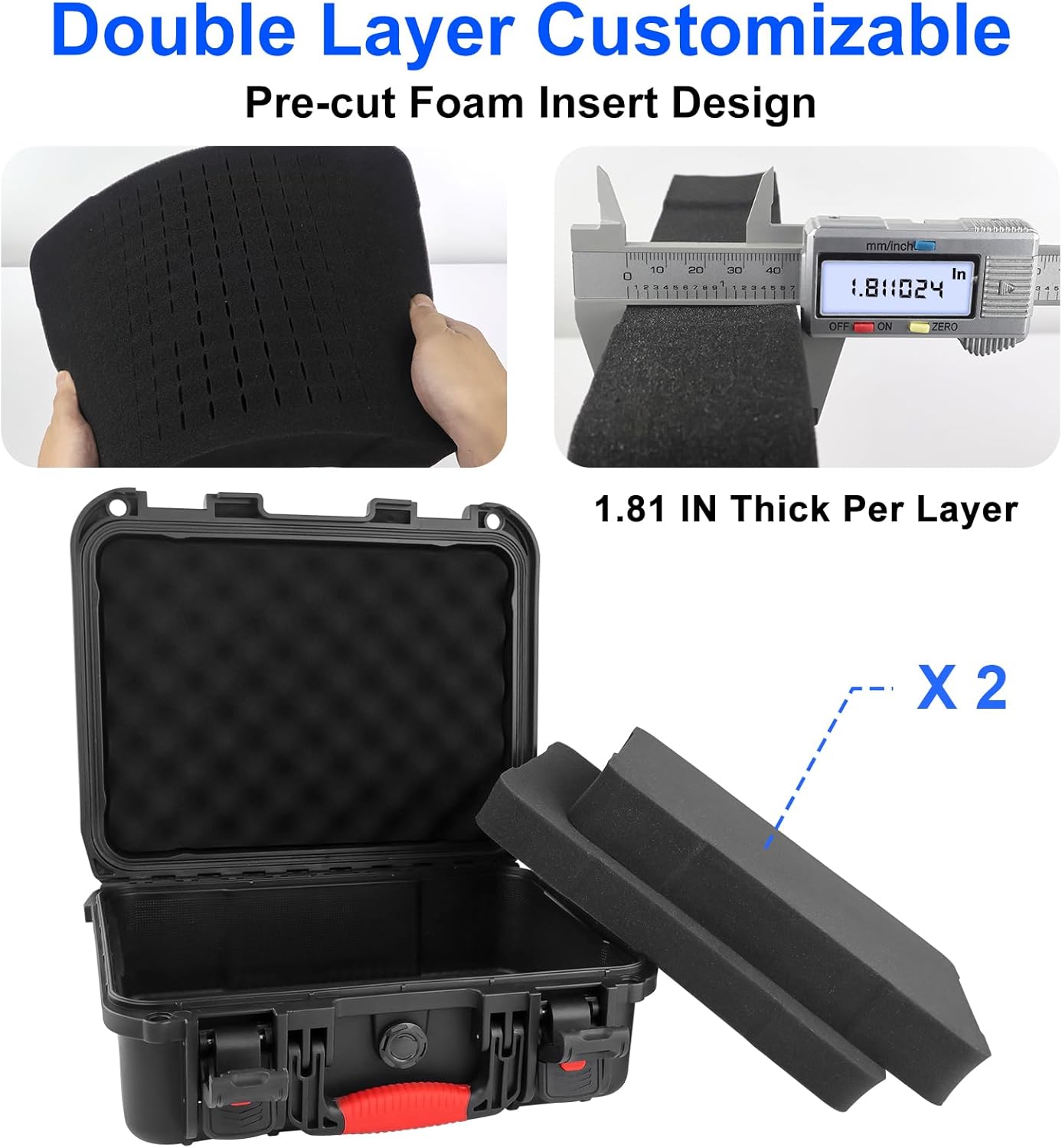 TSA Approved Gun Case Lockable for 1-4 Pistols, Waterproof Pistol Carrying Case, Shockproof Air Travel Hard Shell Firearm Case for Handguns, Potable Carrying Safe Case with 2 TSA Locks