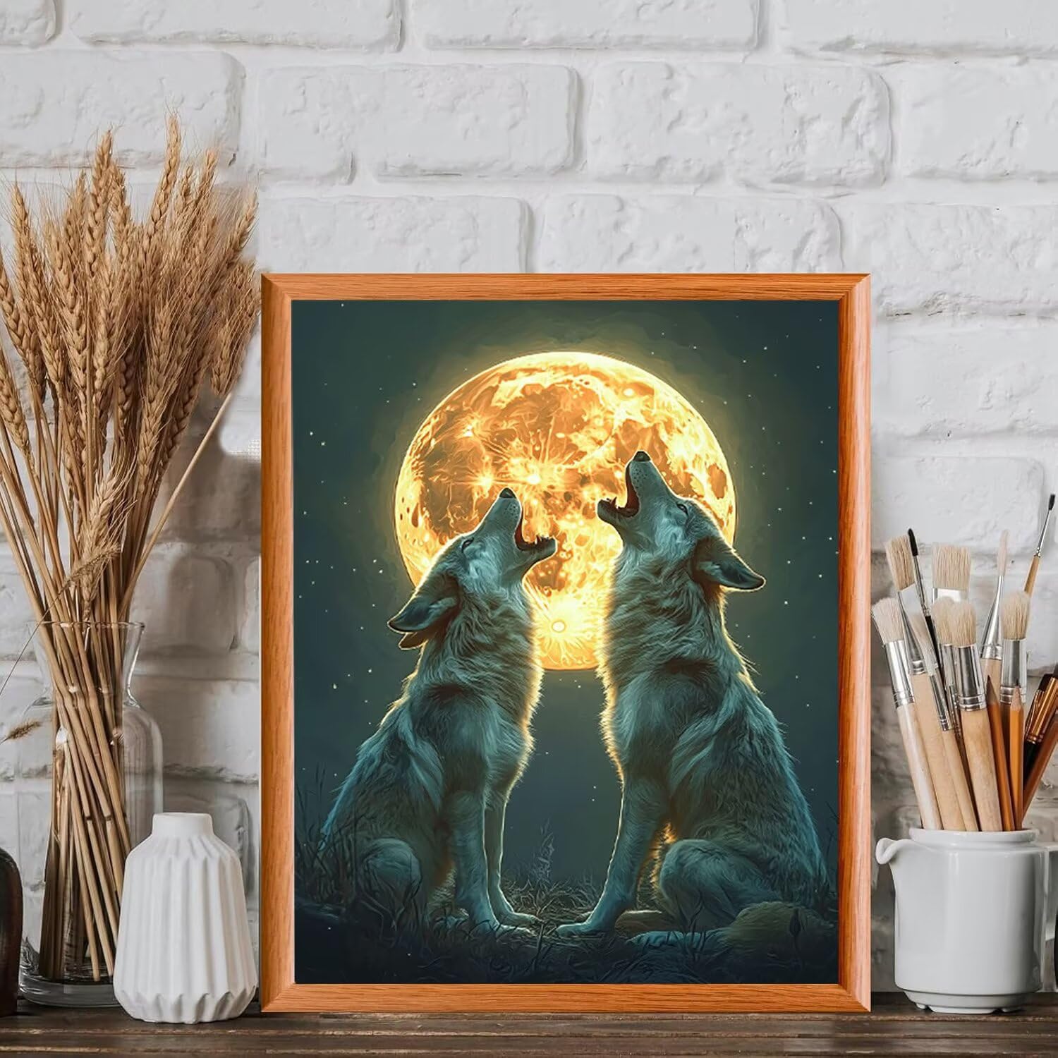 WEISHIWE Lupo lunare Dipingere con i Numeri per Adulti, 70x90cm a-1111