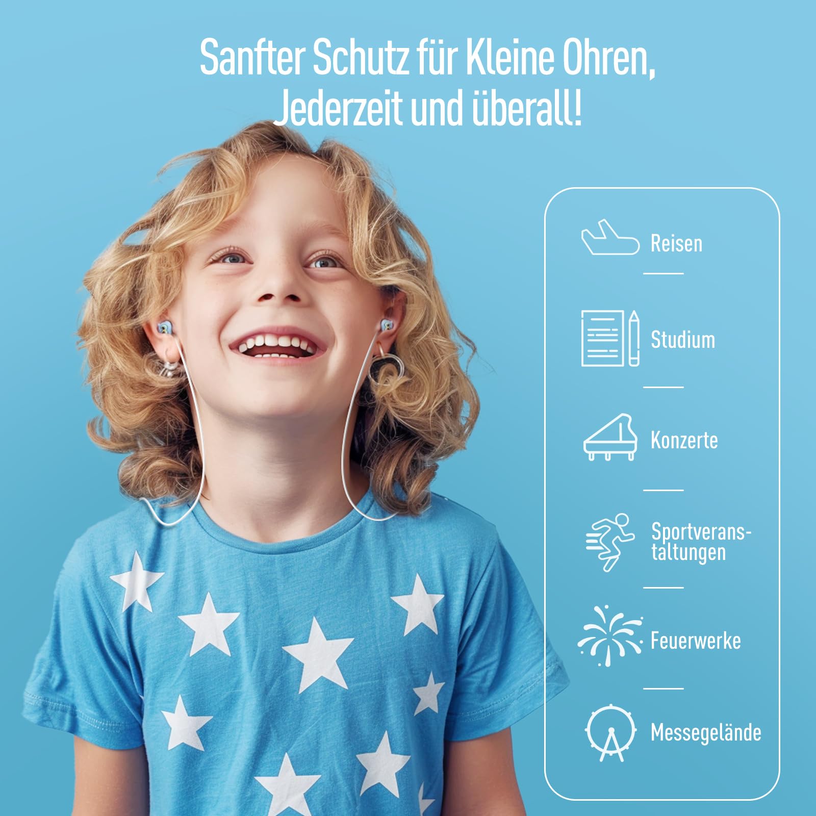 Hearprotek 28dB gehörschutz ohrstöpsel kinder 6-12 Jahre, gehörschutzstöpsel lärmschutz ohrenschutz kinder für Schule konzentration,konzert,flugzeug,schwimmen,schlafen,adhs hilfsmittel,Reisen