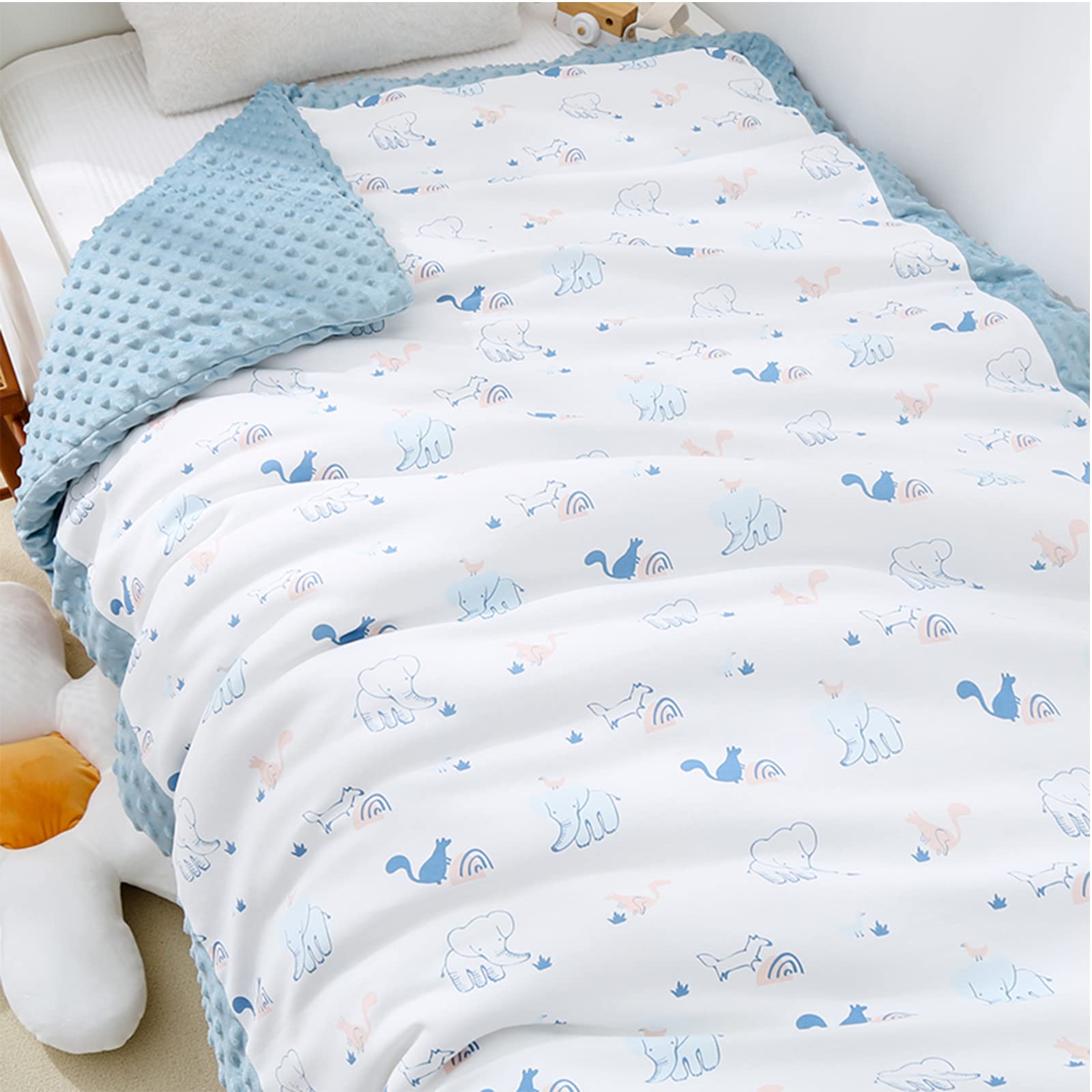 Couverture Bebe Coton en Polaire 110x140 cm, Couverture Double Face Couette Bébé Qualité Supérieure Super Douce Couverture d'hiver pour Bébé Minky Couverture de bébé