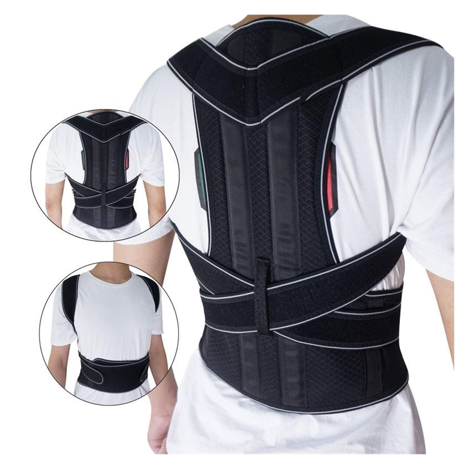 DSMYYXGS Apoyo de Las Mujeres de los Hombres. Correa de Espalda Lumbar Soporte Ajustable Bodywellness Corrector de Postura Hombro cinturón ortopédico de la Columna Vertebral