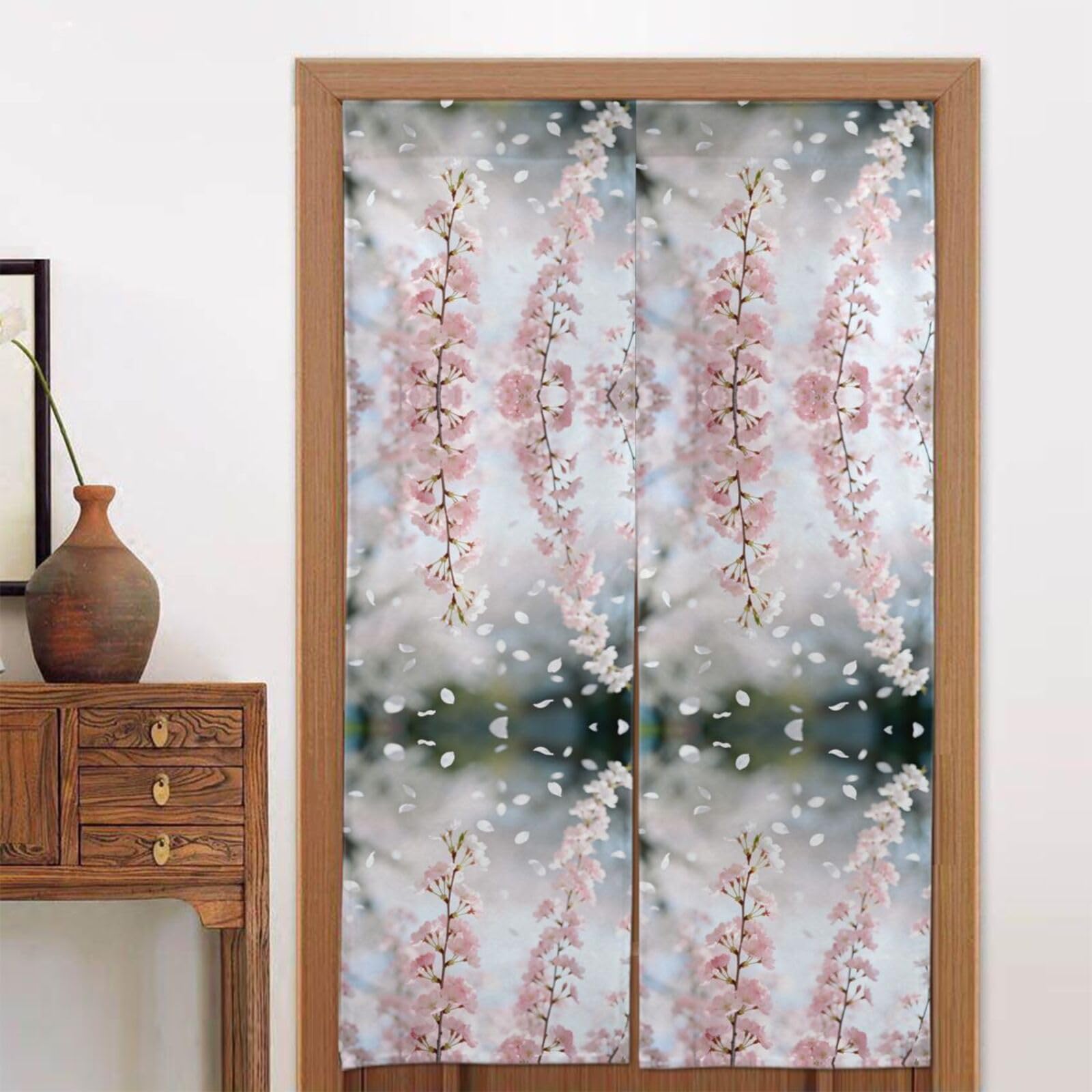 CNTDBU Cherry Blossom Branch Door Curtain 34x56 Inch-Room Divider Panel for Privacy, Entryway Screen for Kitchen Bedroom