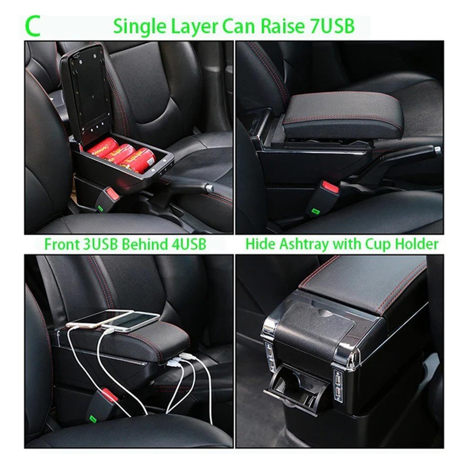 Reposabrazos Central Universal Coche Caja Almacenamiento Brazo Soporte