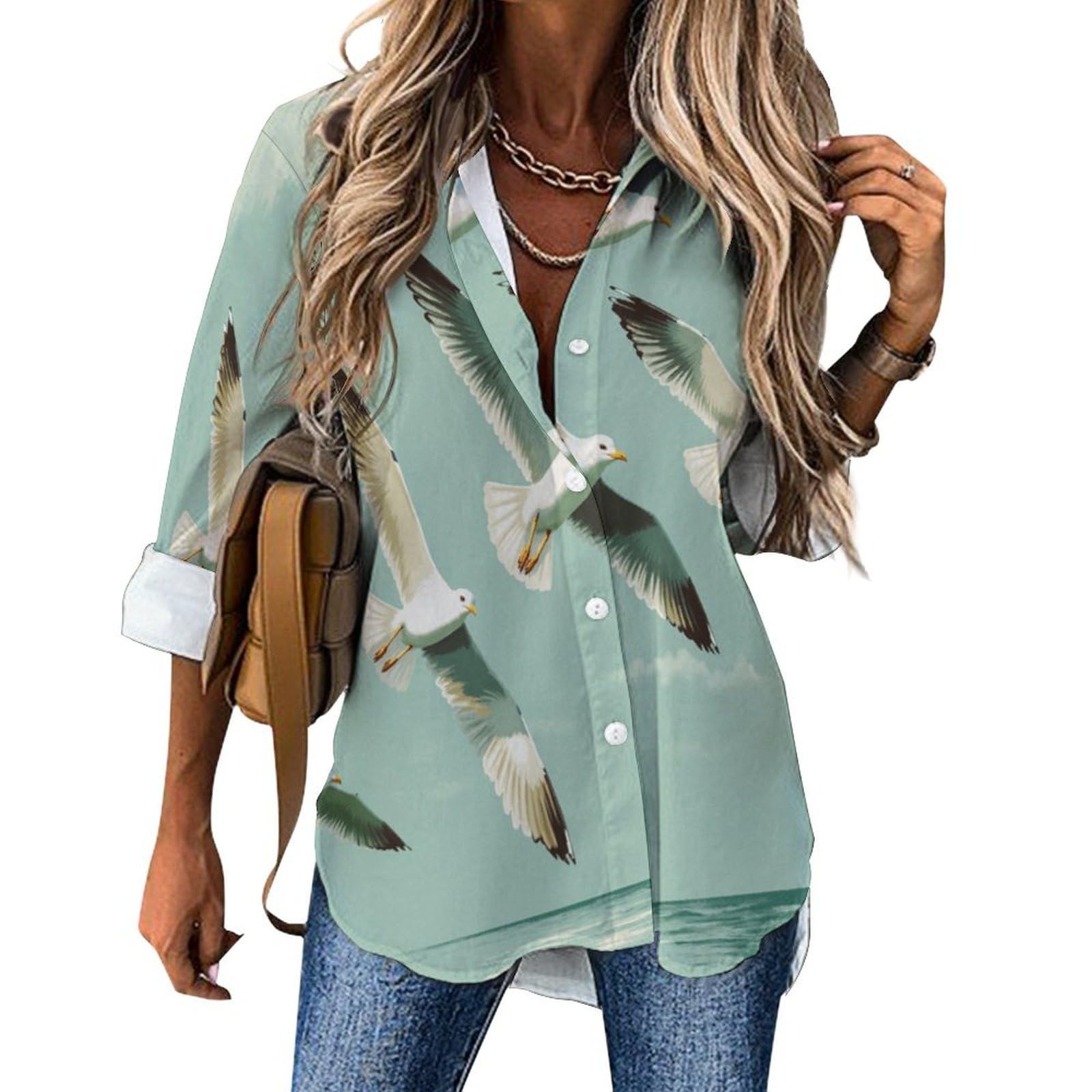 Camicia con Colletto e Gabbiani Volanti Poster Semplice