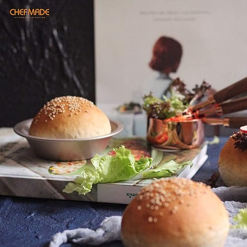 Miniatura 6 de CHEFMADE Juego de mini moldes para tartas, 5 pulgadas, 4 unidades, antiadherentes, redondos, pan, y pasteles para hornear en horno y olla