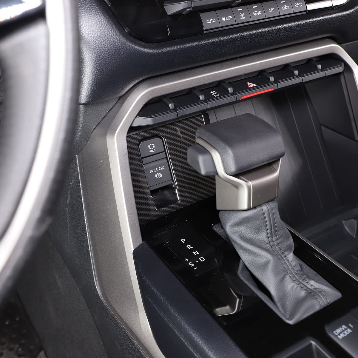 Parking Brake Button Switch P Button Frame Cover Trim Compatible with Toyota Tundra Sequoia 2022 2023 2024 2025 Pickup Truck Hand Brake P Decoration (Carbon Fiber Pattern)