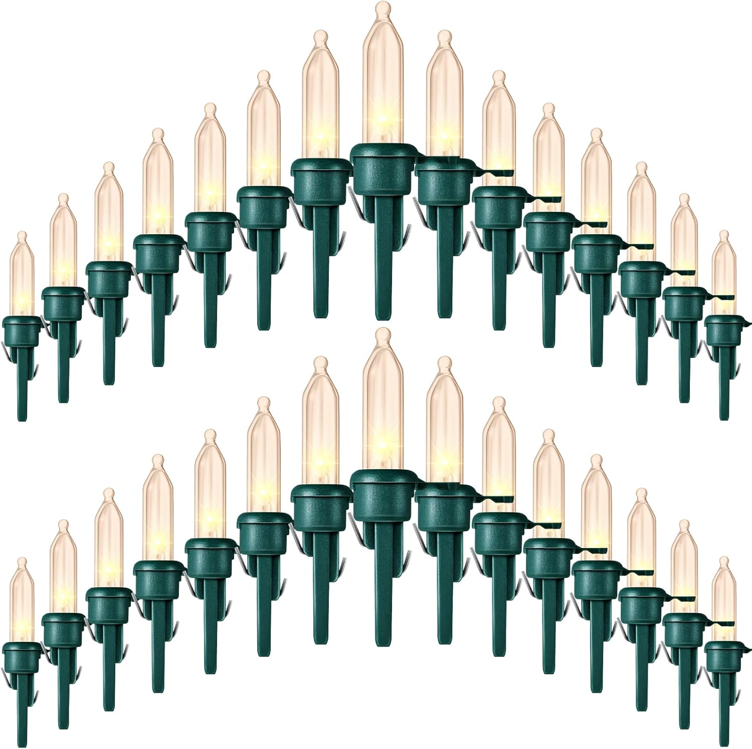 honoson 240 pieces led replacement christmas bulb 3v waterproof led lights bulb bulk for christmas tree decorations xmas indoor outdoor home light decor(green base with warm white bulb, 240 pieces) 240 green base with warm white bulb