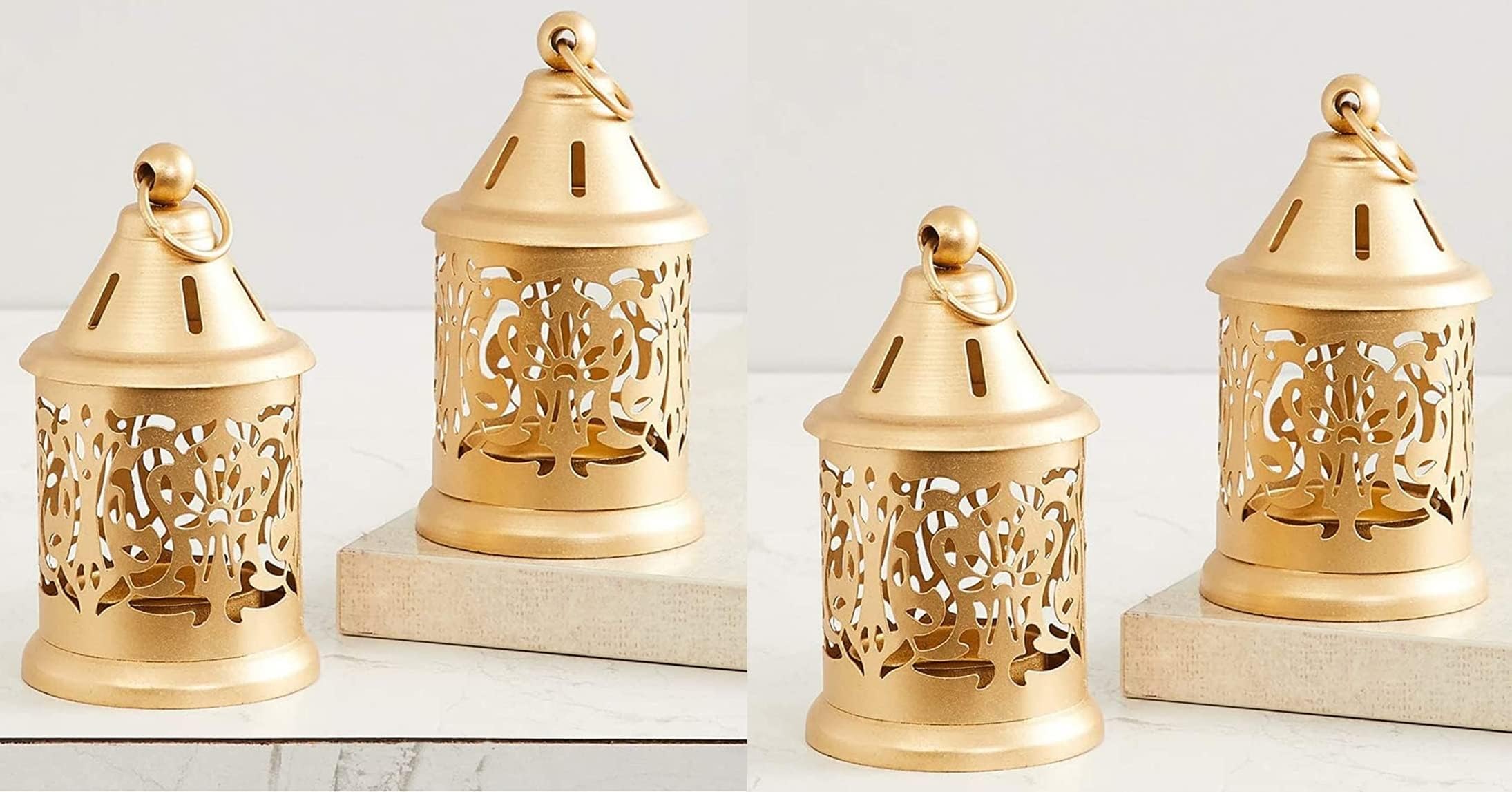 TAJ CREATIVE HANDICRAFTSMetal Iron Small Lantern for Home Decoration (Pack of 4) Size 6x6x12 cm