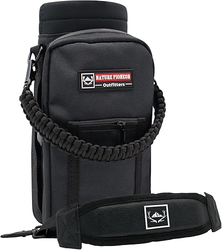 Vista 114 de NATURE PIONEOR Soporte para botella de agua con correa ajustable – 25/32/40 onzas, funda aislante para botella de agua con mango de paracaídas y 2