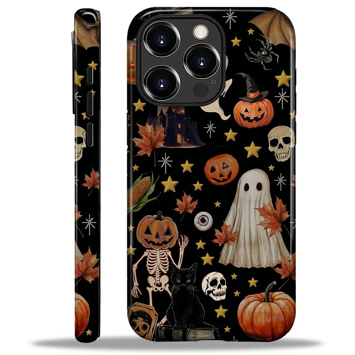 for iPhone 16 Pro Case for Women Girl Men Boy, Compatible with MagSafe, Shockproof Soft Silicone & Hard PC Shell Protective Case for iPhone 16 Pro - Vintage Scary Halloween Skull Vintage Scary Halloween Skull IPhone 16 Pro