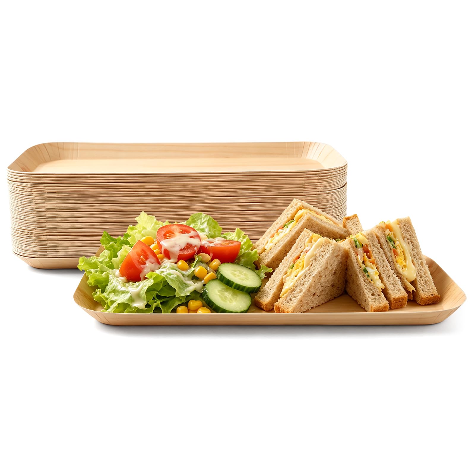 Jogoico Paper Plates 50Pack Rectangular Disposable Paper Trays 26.5x12.5cm
