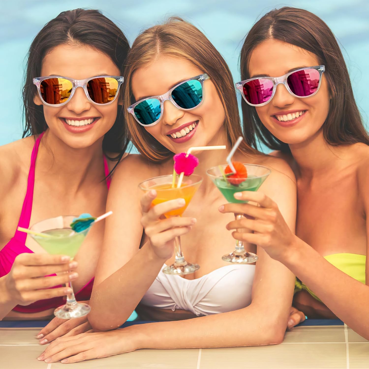 15 Pack Neon Party Favors Sunglasses Bulk, Retro Colorful Mirror Lens Sunglasses 80s 90s Party Glasses - Image 7