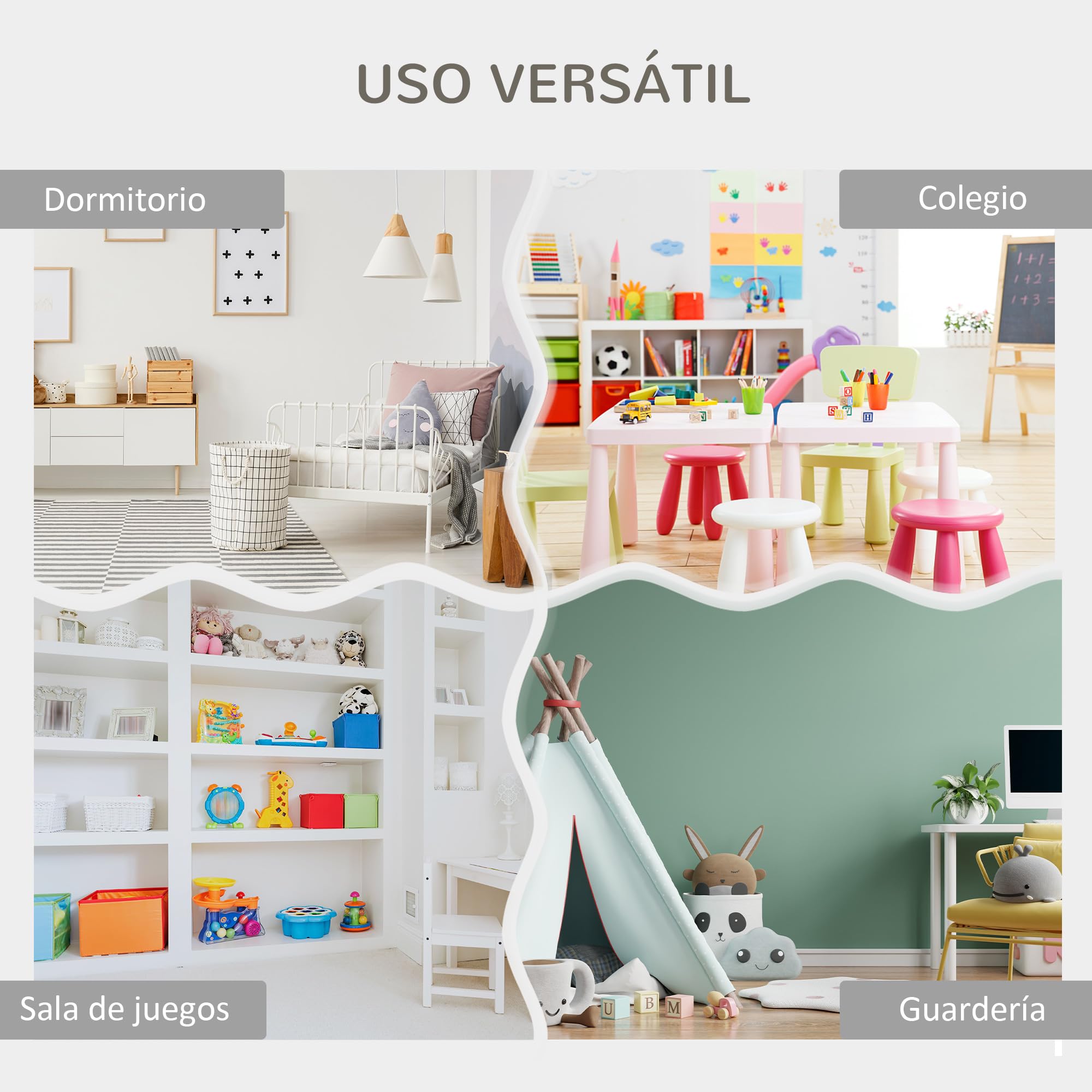 ZONEKIZ Organizador de Juguetes Estantería Infantil 85x26x84 cm Gris