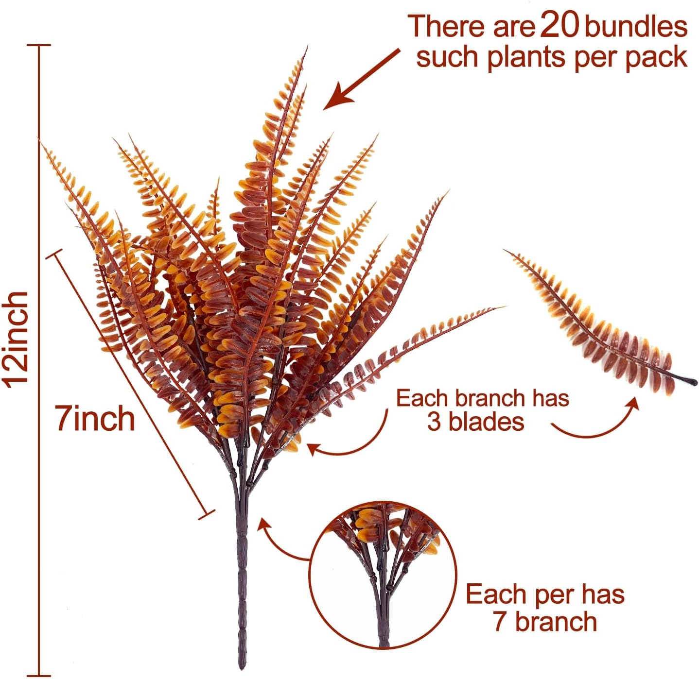 TURNMEON 20 Bundles Artificial Fall Flowers for Outdoors Fall Thanksgiving Decorations, UV Resistant Fall Plants Faux Boston Fern Fake Mums Plastic Greenery Shrubs for Home Porch Gardens Autumn Decor - Image 2