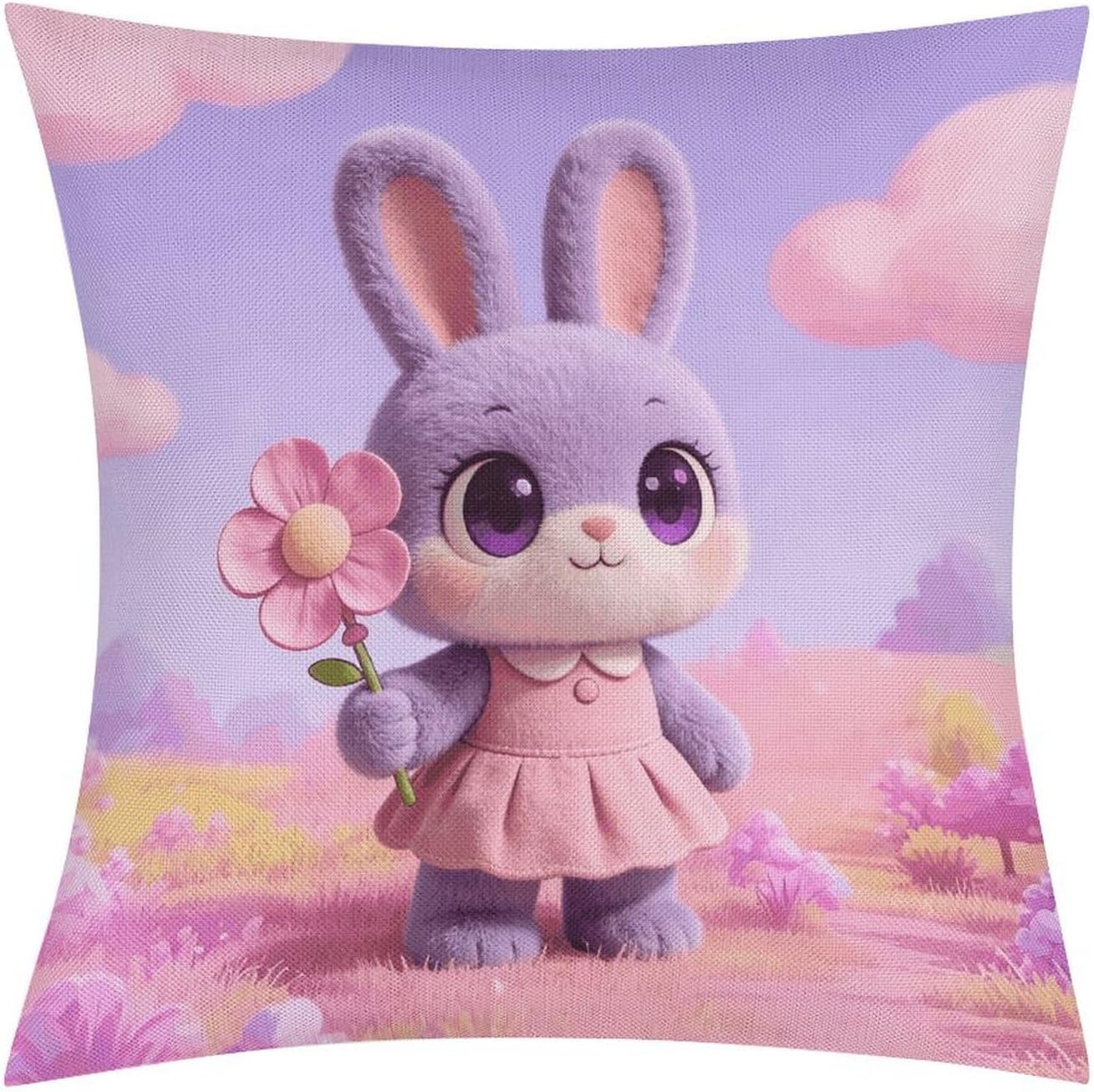 Purple Pink Pillow Protectors Cute Waterproof Pillow Cover Soft Skin-Friendly Cushion Case Decorative Square Cushion Cover for Couch Sofa Bed Living Room Bedroom