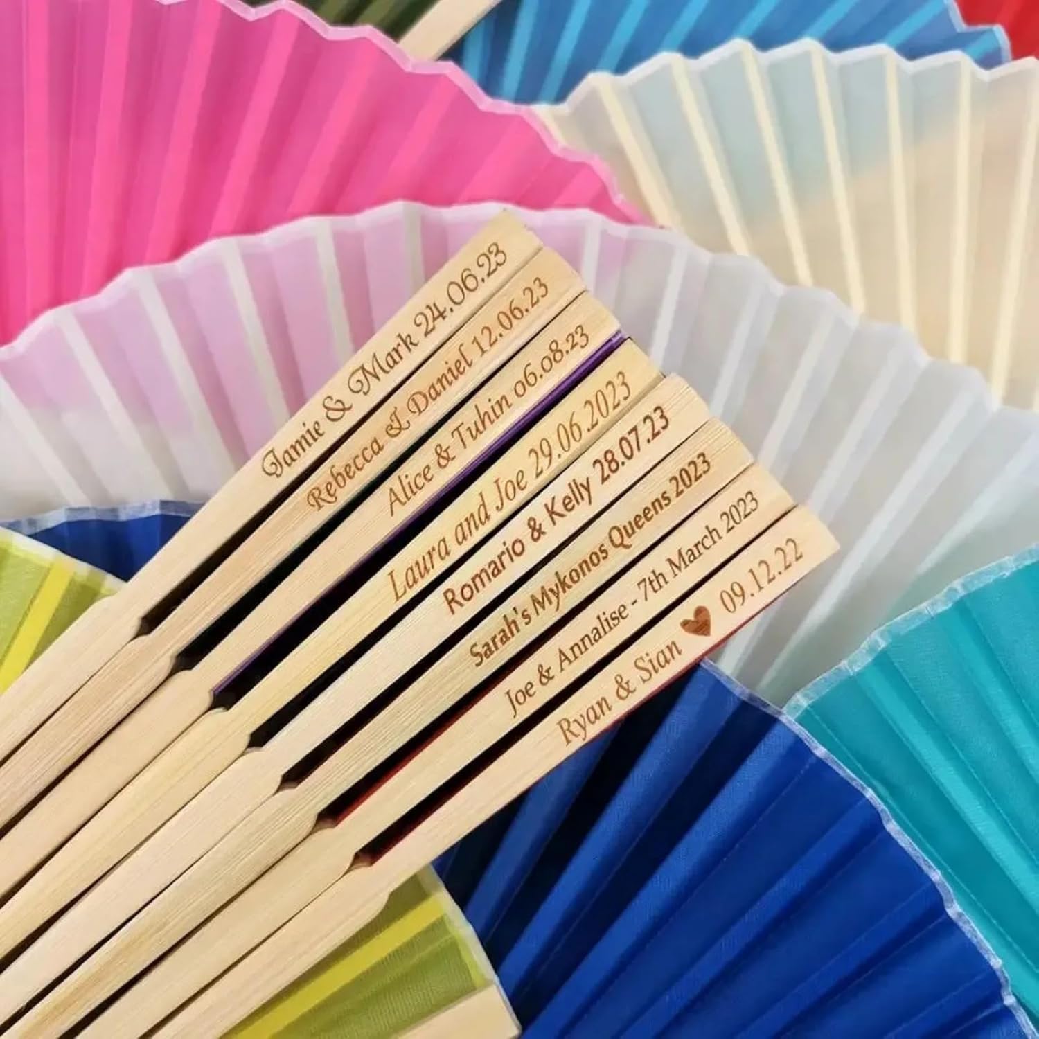 Personalized Wedding Fan White Folding Elegant Paper Hand Fan Wedding Gift Bride Custom Hand Fan Gift with Organza Bag (20pcs)