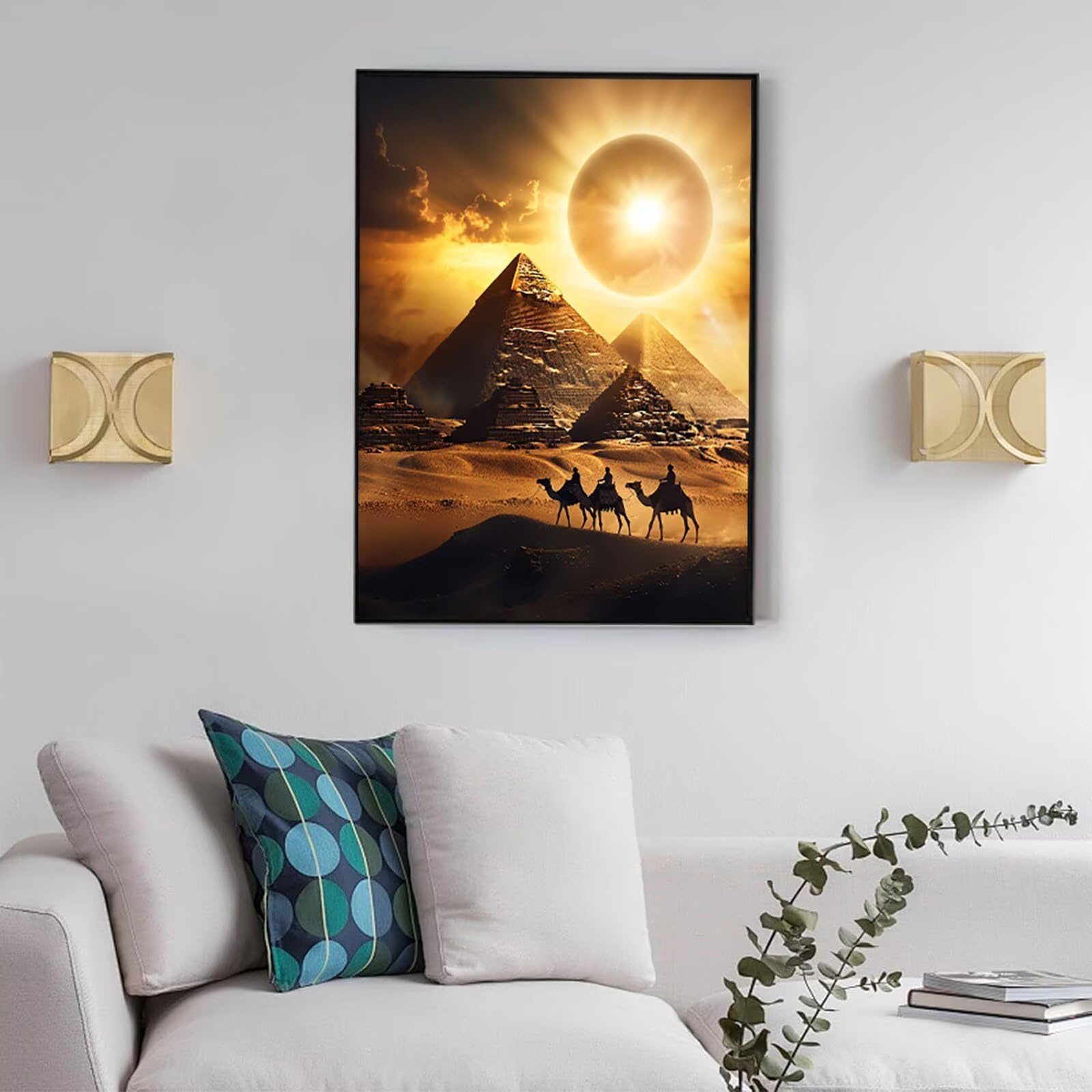 égypte Peinture Diamant Painting Kit, 5D Diamond Painting Adulte, Diamond Painting Désert DIY Square Drill Point de Croix Painting pour Débutants, Loisirs CréAtifs Adultes, Murale Décor 60x80cm 2-U