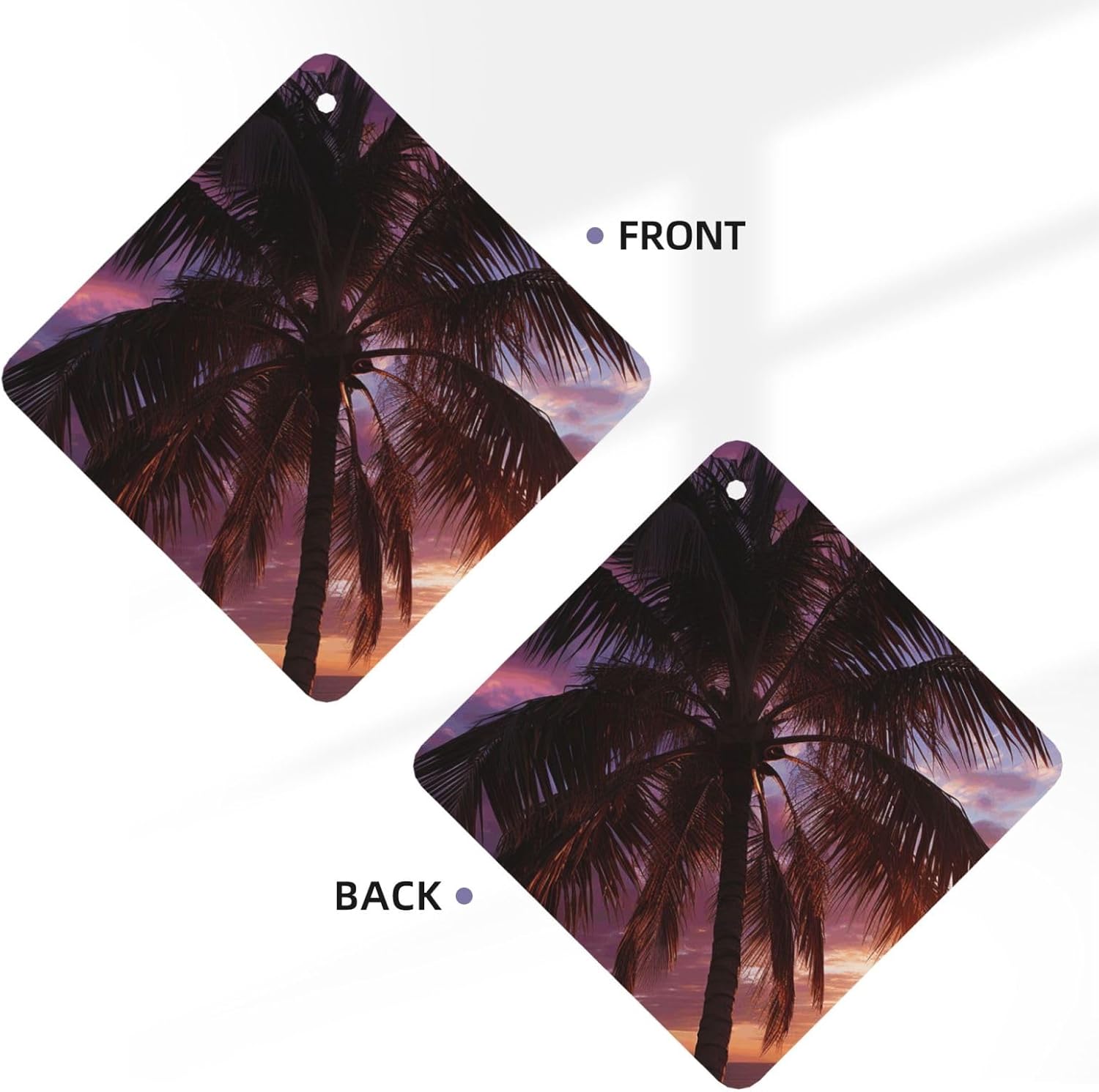 Car Air Freshener 24 PCS Palm Tree Purple Sunset Hanging Car Air Fresheners Auto Interior Decor Card Freshener Strong Scented Card Lavender Cars Scents for Office Bedroom Close Drawer Square