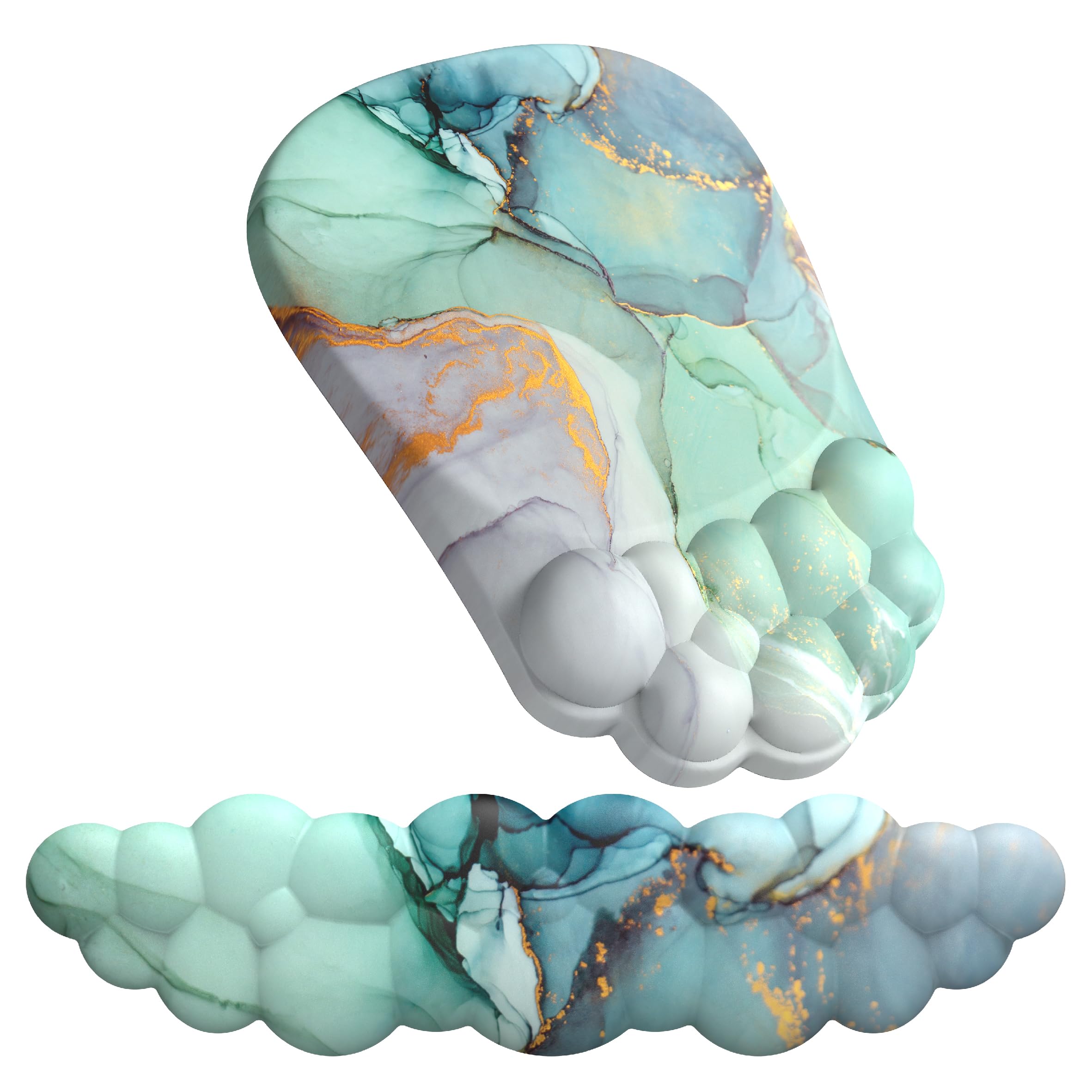 ANGKOYT Ergonomic 2 in 1 Cloud Mouse Pad and Keyboard Wrist Rest, Non-Slip, Relieves Wrist Pain - Blue Marble