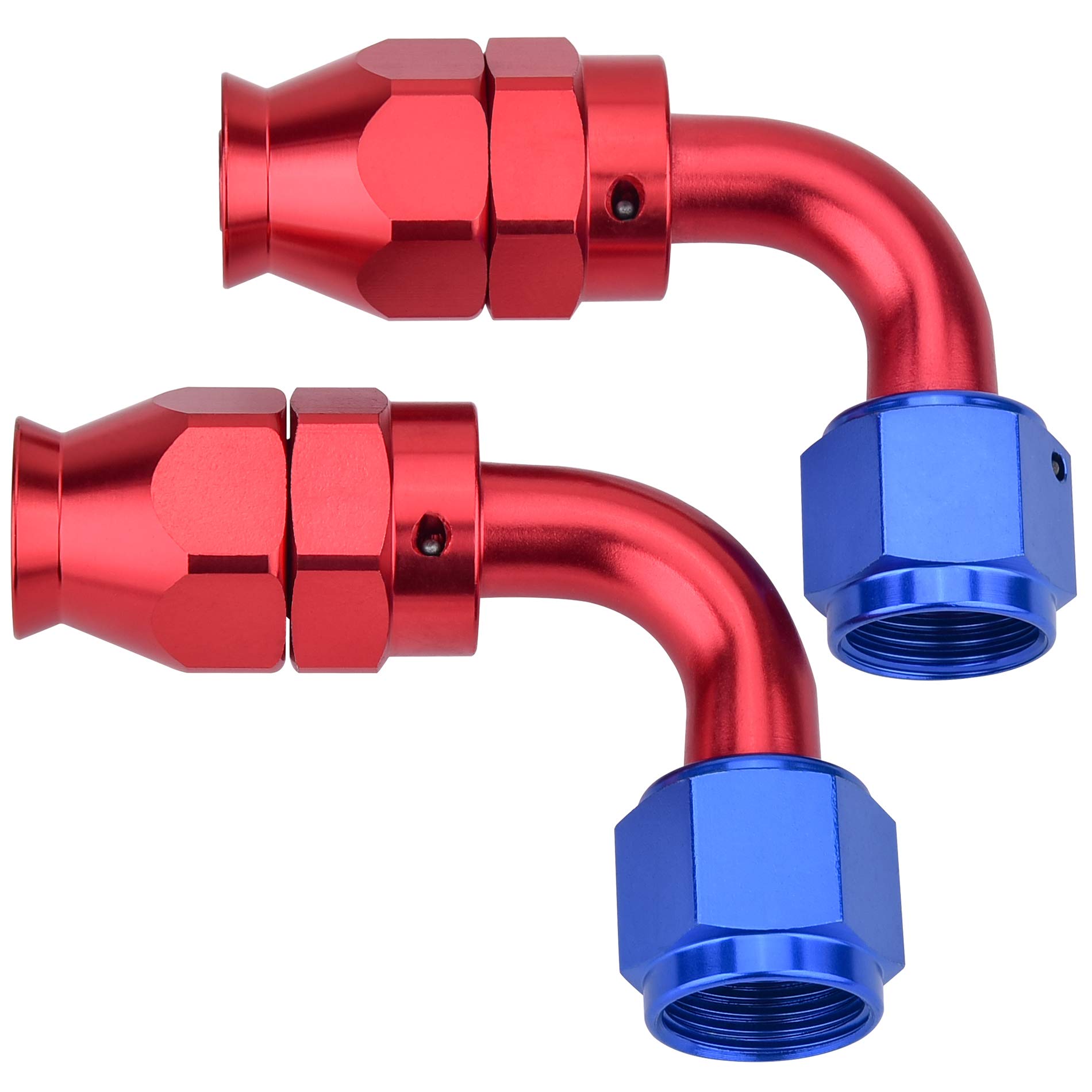 Photo 1 of EVIL ENERGY 10AN 90 Degree PTFE Hose End Only for PTFE E85 Fuel Line Fitting Adapter Blue&Red 2 PCS