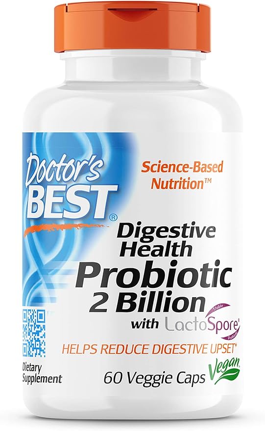 Doctor's Best Digestive Health Probiotic 2 Billion with Lactospore - 60 Veggie Caps (DRB-00464)