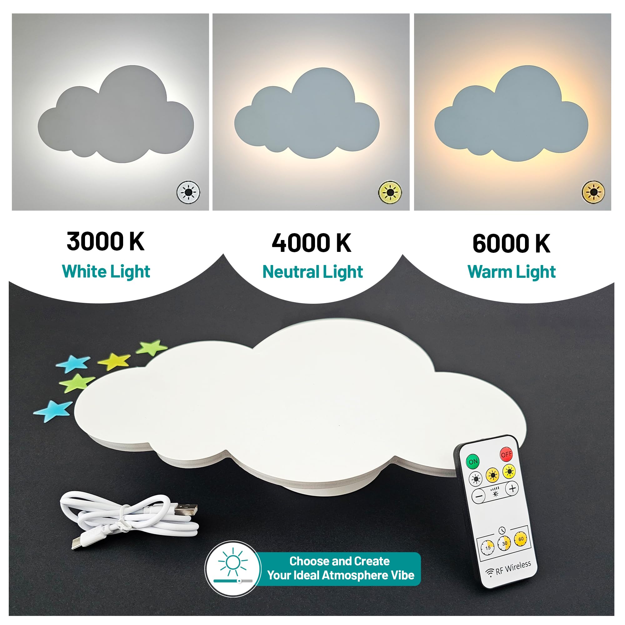 Cloud Lights - Cloud Light With Remote, Rechargeable Cloud Lamp, Cloud Lights For Bedroom, Cloud Wall Decor For Nursery, Cloud Lamps For Bedrooms With - View #8