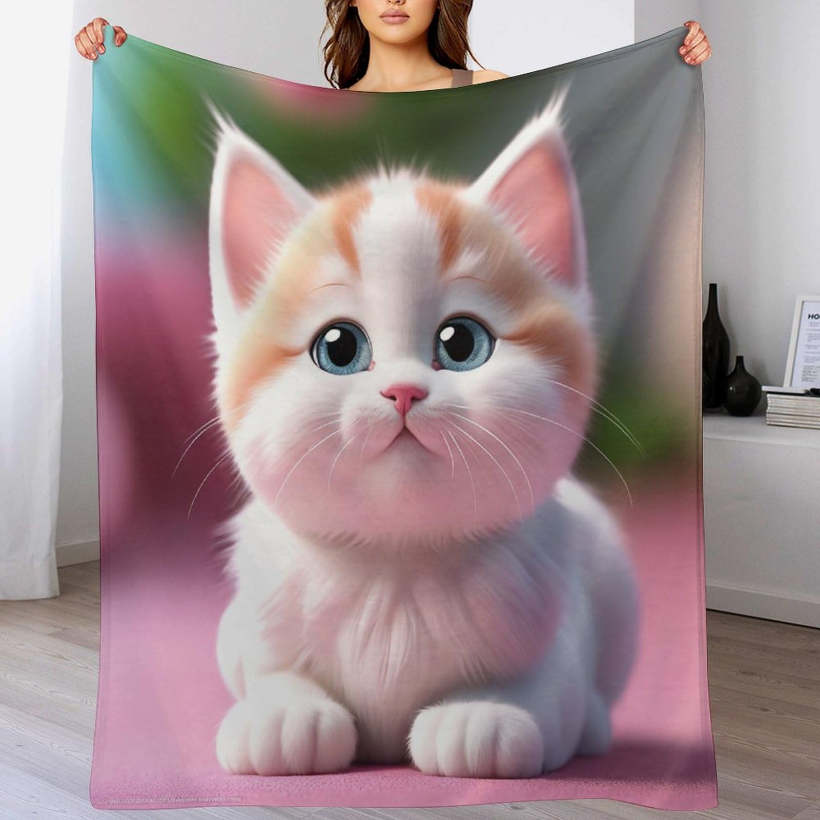 Couvertures moelleuse flannel et couverture polaire cute chat pour lit toutes saisons