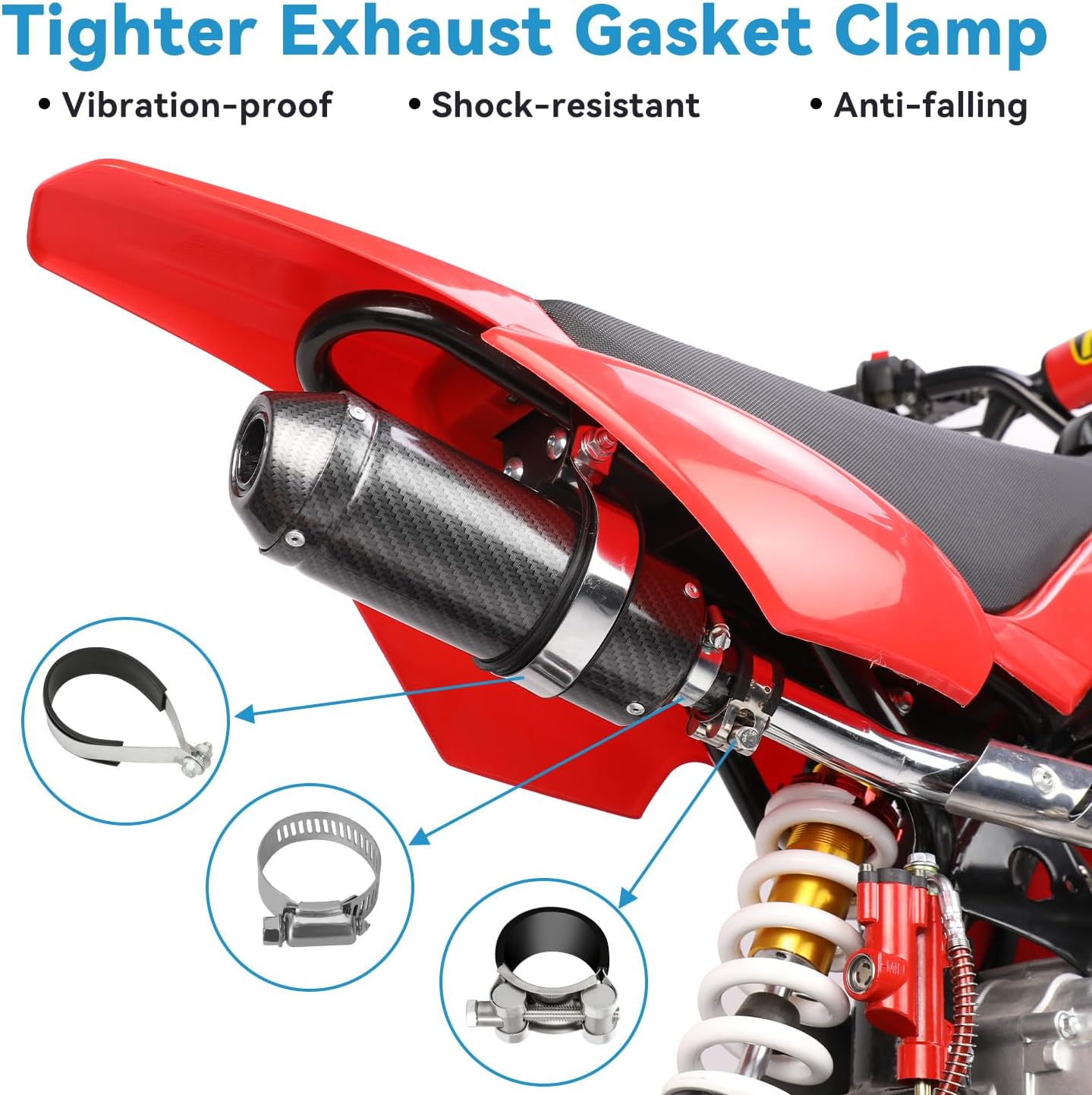 EOPOAYI Imitation Carbon Fiber 1.1 Inch Motorcycle Muffler Compatible with 125cc 110cc Pit Dirt Bike SSR Taotao Coolster, Universal 28mm Exhaust Silencer for ATV 4 Wheeler Mini Bike Go Kart Parts