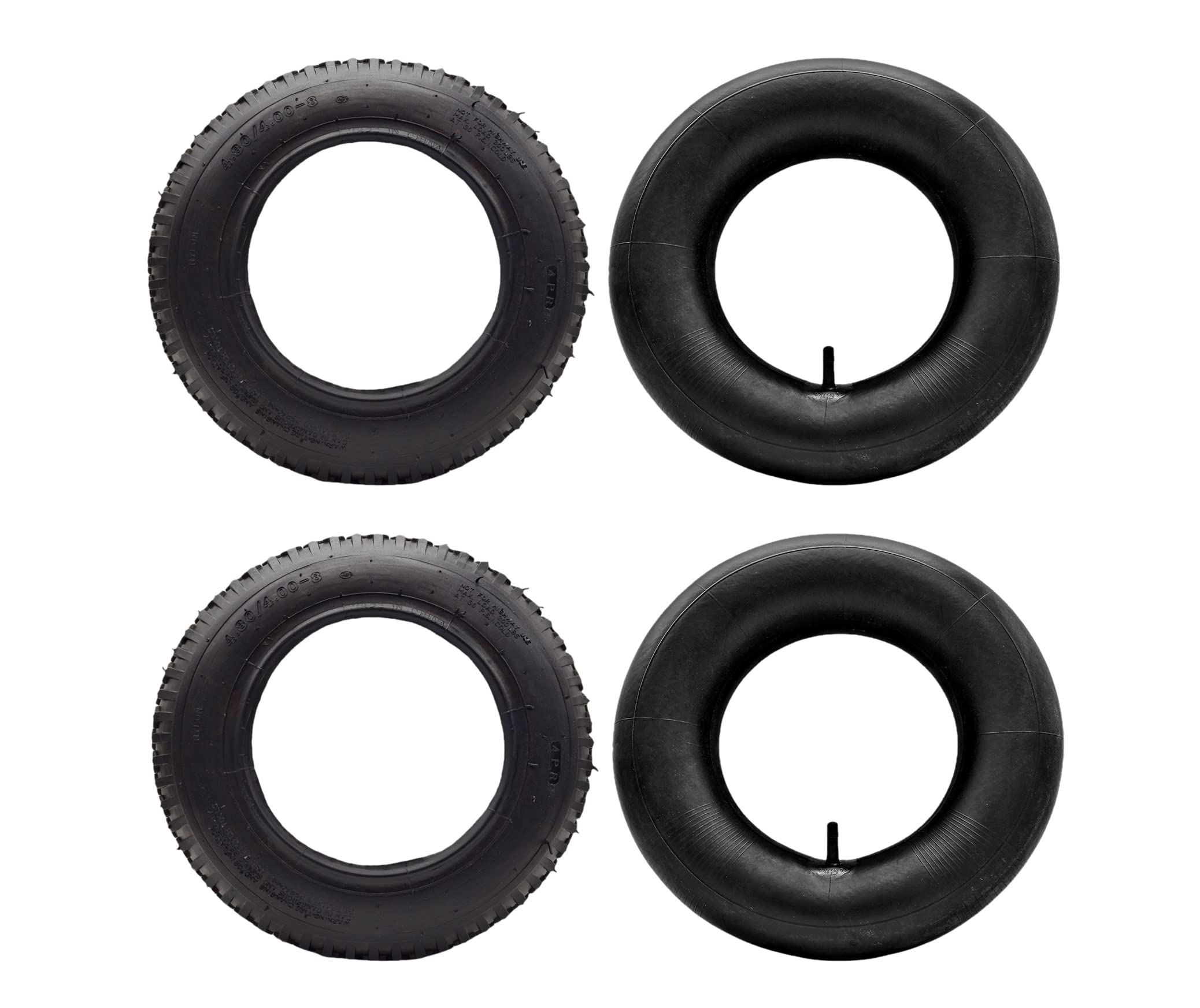2X HMH-Shop Schubkarren Set Mantel + Schlauch 4.80/4.00-8 Schubkarrenmantel 2er Set Decke Schubkarrenschlauch 4.80 Ersatzreifen 4.00-8 Karre Luftreifen 2 Stück Reifendecke 400x100mm Innenschlauch