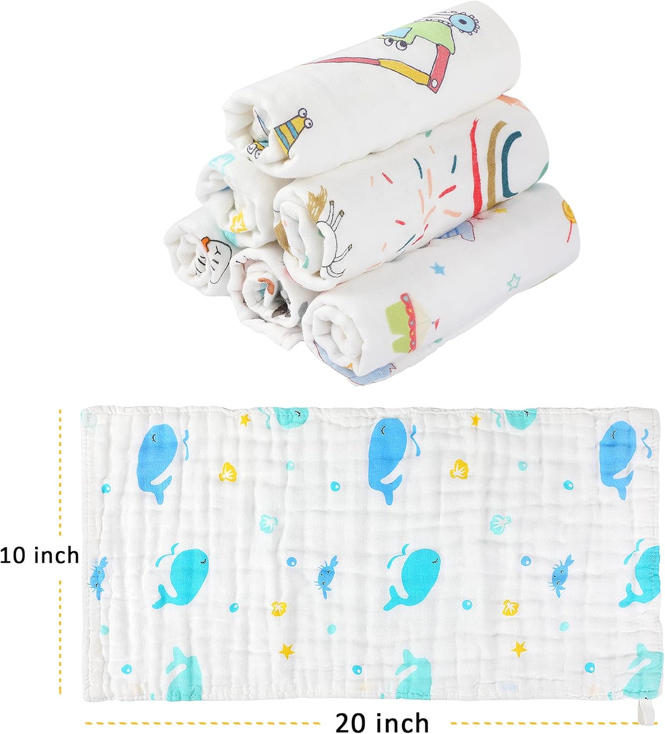 6 Pack Burp Cloths for Baby, Toddler Burp Cloths Large 20 ×10 Inches Organic Cotton Muslin Burp Cloths for Boys & Girls, Newborn Towel Absorbent Burping Rag : Baby