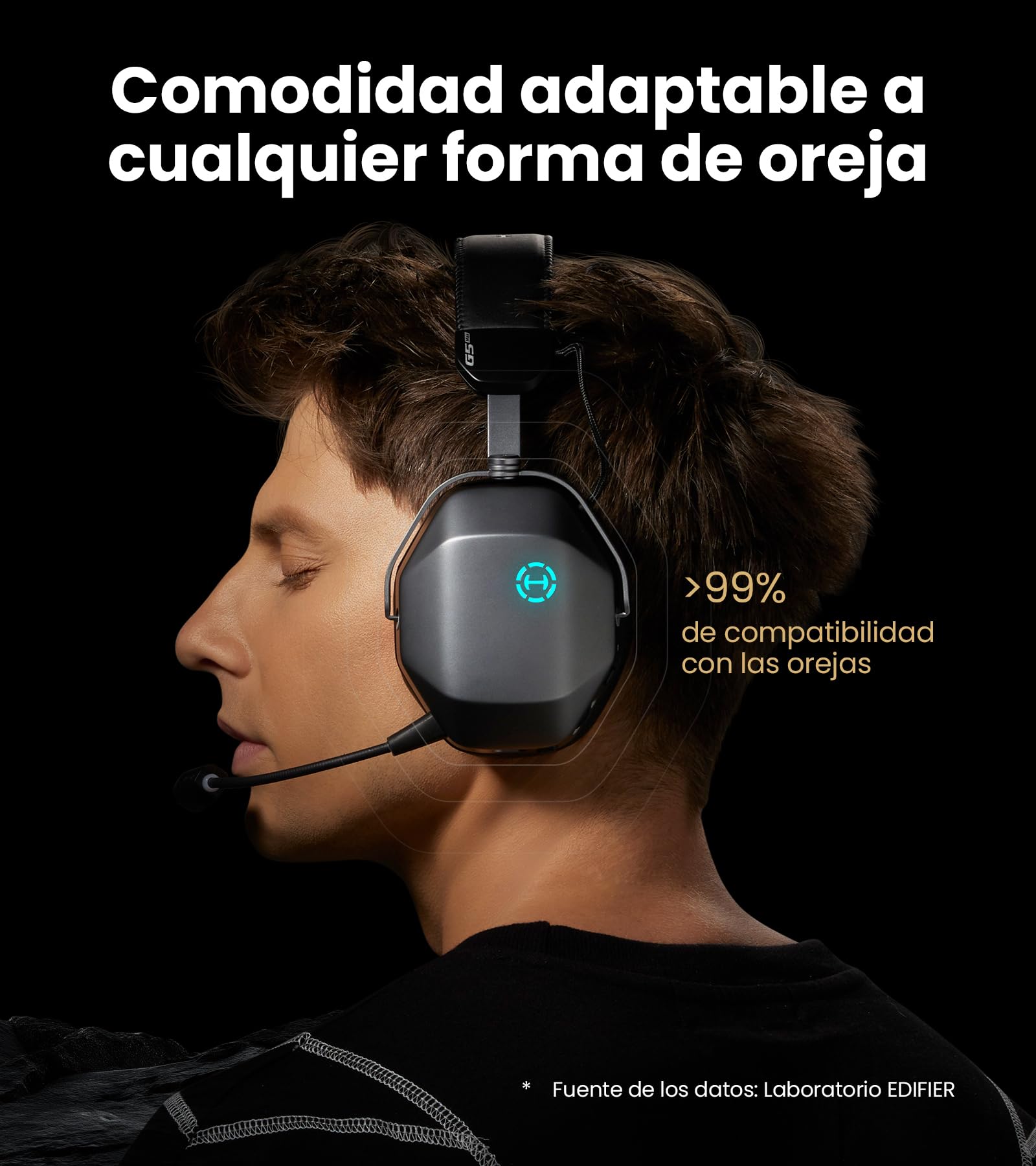 Edifier G5 MAX Auriculares Gaming Inalámbricos con THX Spatial Audio, Gris | Controlador PEN de 53 mm, 305h Autonomía,Hi-Res Audio, Conexión 2,4GHz/Bluetooth 6.0, Micrófono Desmontable