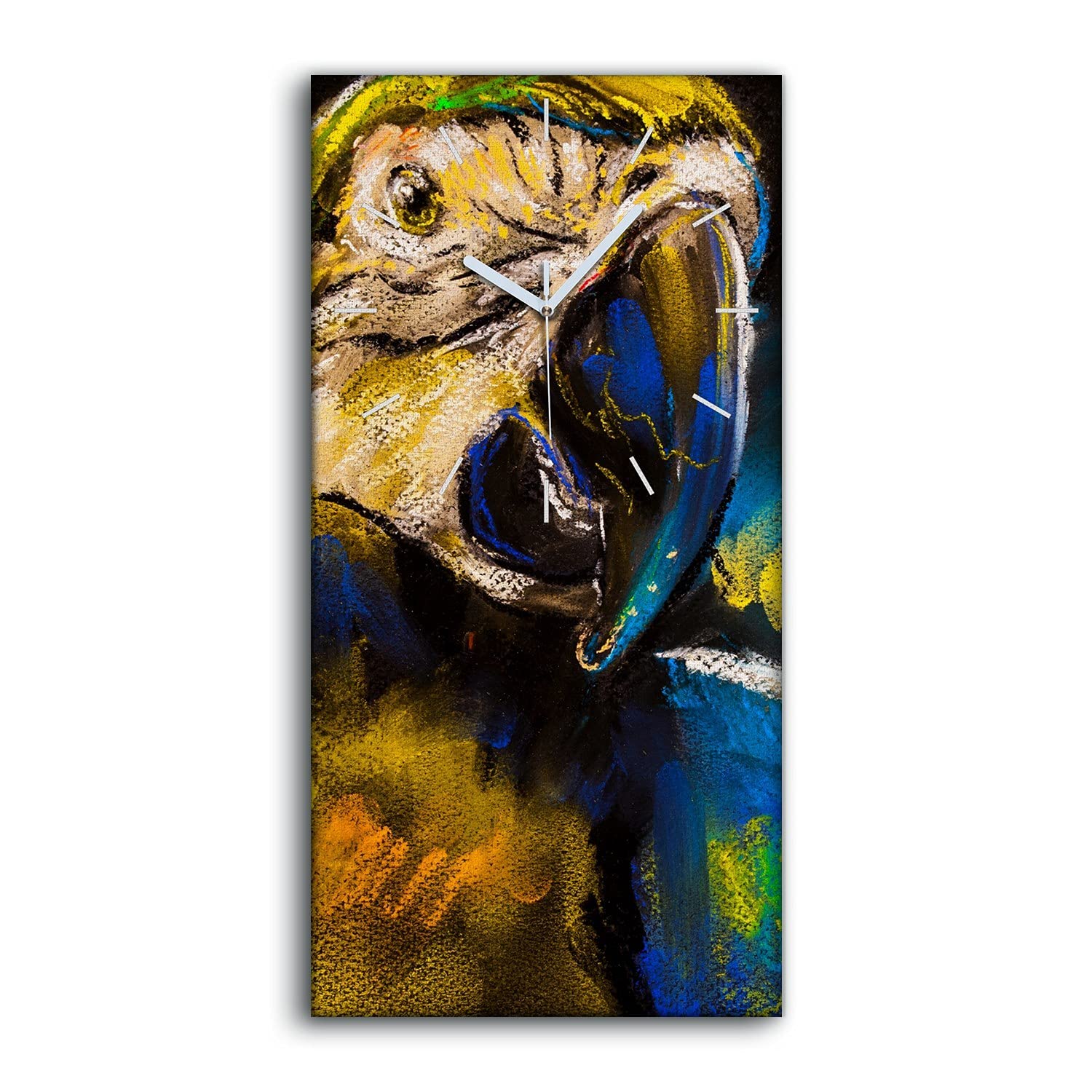Horloge sur Toile Silencieuse contre le Tic-Tac Décoration Murale Perroquet Abstrait 30x60